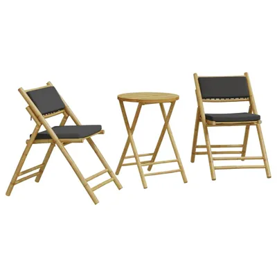 Produktbild von 3-tlg. Bistro-Set Klappbar mit Kissen Bambus