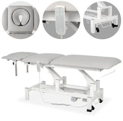 Produktbild von Habys Fortis 5 Ergo | Elektrische Behandlungsliege Therapieliege Massageliege | 5-Segmente | Handfernbedienung Hellgrau-Weiß  | 192 x 68 cm