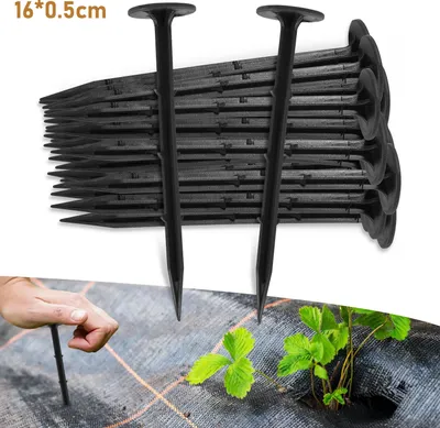 Immagine prodotto di Set di 400 picchetti da terra in plastica TolleTour, ancoraggio per il fissaggio del tessuto del terreno, ancoraggio per sabbia, terra e prato, nero