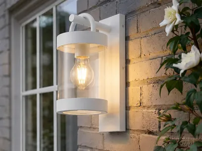 Produktbild von LED Außenwandleuchte Weiß, Landhausstil Wand-Laterne zur Terrassenbeleuchtung