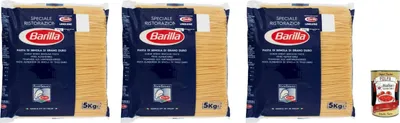 Produktbild von 3x Pasta Barilla Linguine Ristorante Nr. 98 italienisch Nudeln 5kg pack + Italian Gourmet polpa