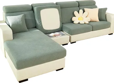 Obrázek produktu pro Kryt sedacího polštáře pohovky Stretch Sofa Cover, univerzální protiskluzový kryt pohovky Slipcover pro polštář pohovky 1/2/3 Seater L-Shaise Longue Furniture Protector (Light Green, 1 Seater for Length 55-89CM)