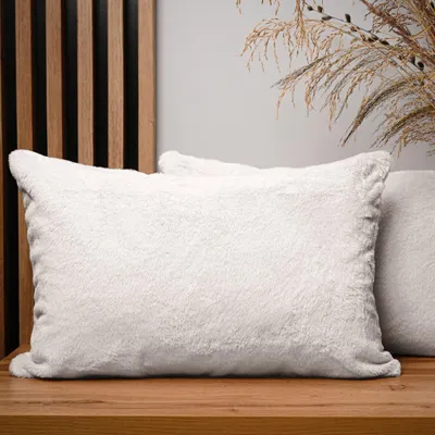 Produktbild von MG Design 2er Set Kissenbezüge 40 x 60 cm in Silber - mit Reißverschluss, langfloriges Kunstfell, extra weich & Cosy, pflegeleicht