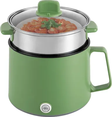 Produktbild von 1.7L Tragbare Elektrische Hot Pot und Dampfgarer Antihaft Topf für Stir Fry, Steak, Pasta, Ramen-Kocher Wohnheim (Grün)