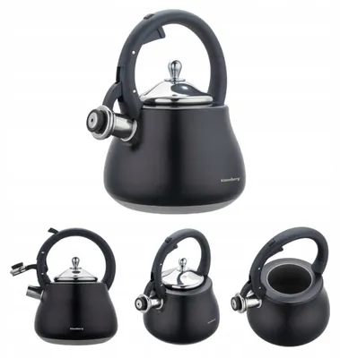 Produktbild von Klausberg Wasserkessel mit Pfeife Edelstahl 2,8 L Schwarz Silber