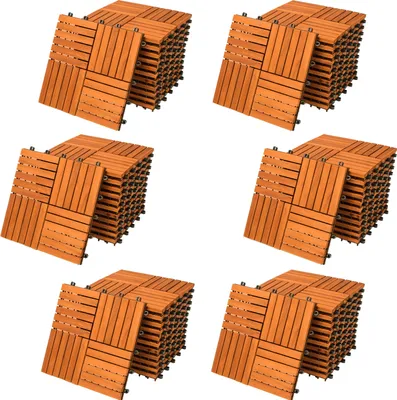 Produktbild von Casaria Holzfliesen FSC®-zertifiziertes Akazien- oder Eukalyptusholz Terrassenfliesen Klickfliesen 30x30cm Garten Balkon, Model:66x Akazie Quattro Mosaik