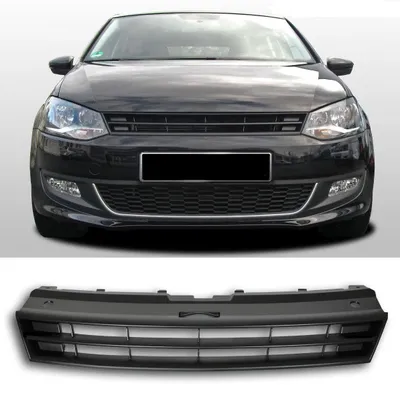 Kühlergrill Sportgrill Gitter Front Grill ohne Emblem Schwarz für VW Polo V 6R – Produktansicht