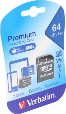 Zdjęcie produktu dla Verbatim Premium - karta pamięci flash (adapter SD w zestawie)