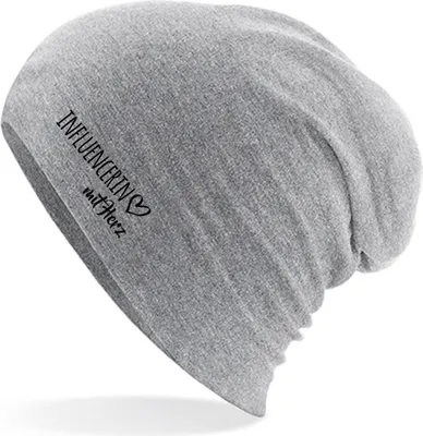 Produktbild von Huuraa Beanie Influencerin mit Herz Heather Grey One Size Baumwolle und Elasthan Mütze Geschenkidee