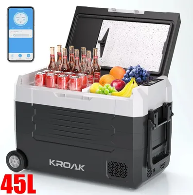 Produktbild von Auto-Kühlbox/Gefrierbox - Kompressor 45 L - Bluetooth-App-Steuerung - 12 V DC - −20 bis +20 °C - Weiß