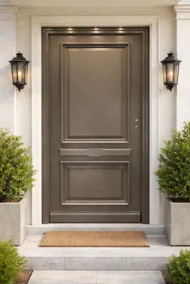 Immagine prodotto di Porta d'ingresso in legno pieno Cassy Grigio Quarzo, H.215xL.90 cm lato pannello P. sinistra, maniglia, cilindro grande serratura per GD MENUISERIES