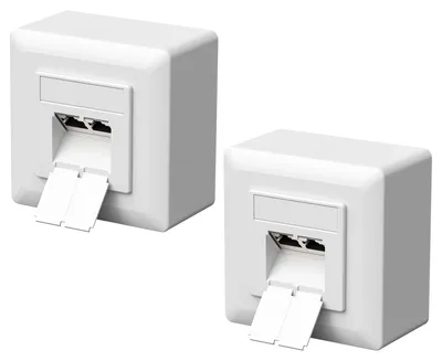 Immagine prodotto di Presa di rete a 2 posti - Presa di rete CAT6a - 2 porte RJ45 - Montaggio a parete o da incasso - Bianco