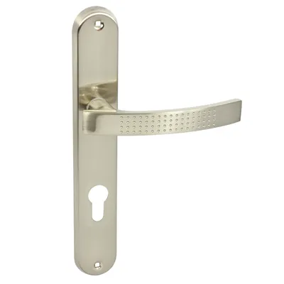 Produktbild von DOMINO Türgriff 72 Drückergarnitur  PZ-Profilzylinder Set | Tür-klinke für Zimmertür, Bürotür, Kellertür & Innentür | Aluminium | Nickel | ALMA ECO M9
