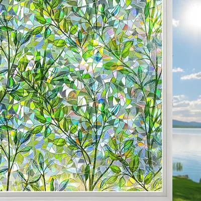 Image de Film pour fenêtre, 44,50 x 200 cm, protection contre la chaleur, effet arc-en-ciel, adhésif statique, pour intérieur