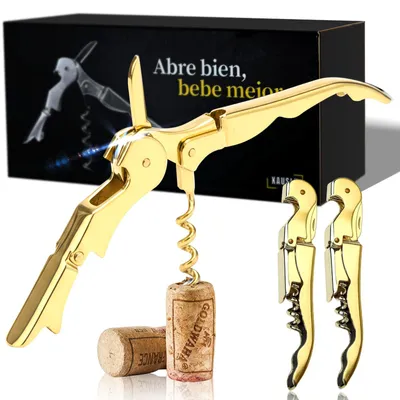 Korkenzieher-Set 2er – Edelstahl, gold, professionell