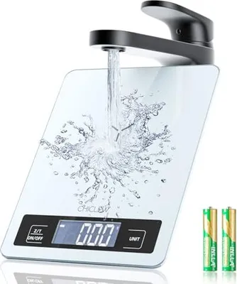 Produktbild von Digitalküchenschulen Glas, 5 kg Skala, elektronische Haushaltsküche, wasserdichtes LCD -Display, 1 g genaue Tara -Funktion