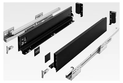 Produktbild von Schubladensystem AXIS PRO - Schubkastengarnitur mit Vollauszug und Soft-Close - 500 mm lang - 86 mm hoch - Farbe Schwarz