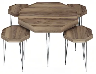 Image de Eleganter Brauner Holz Couchtisch mit Beistelltischen im modernen Stil