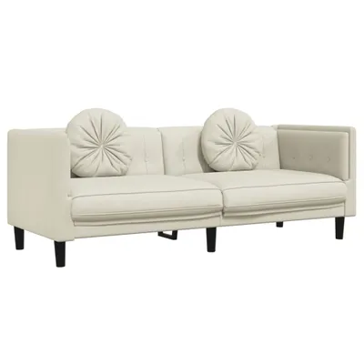 Produktbild von Sofa mit Kissen 3-Sitzer Creme Samt