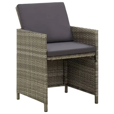 Image de vidaXL Chaises de jardin avec coussins 4 pcs. Poly rotin gris