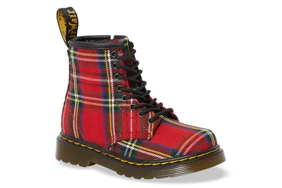 Obrázok produktu pre G4324 anfibio bimba dievča DR. MARTENS červené/viacfarebné tartanové textilné topánky pre deti