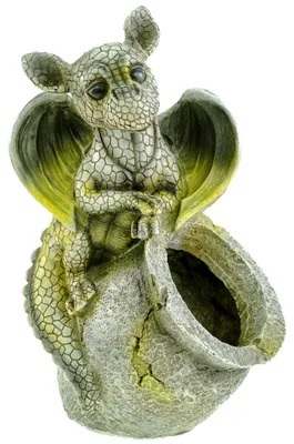 Drachenkind-Topf, Polyresin, 27x16x14 cm, Handbemalt