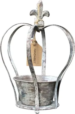 Produktbild von Exner | Pflanzgefäß Krone - 30x20 cm - Metall - Vintage-Dekoration - Rustikaler Stil - für Garten und Balkon