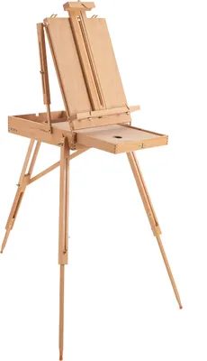 Zdjęcie produktu dla Sztaluga orzechowa Sztaluga stojąca regulowana z półką i szufladą Sztaluga drewniana Statyw Sztaluga Studio Szkicownik Sztaluga