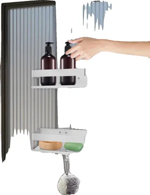 Obrázek produktu pro Koupelnová police, dvoupatrový design, odolná nerezová ocel, stříbrná