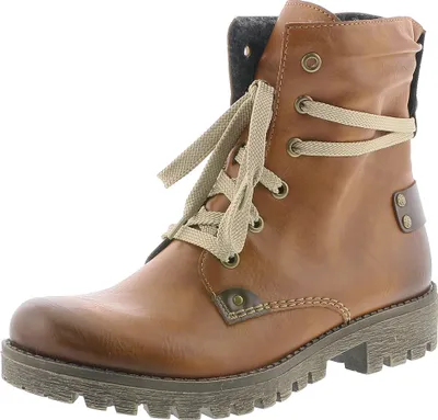 A single brown boot on a white background.