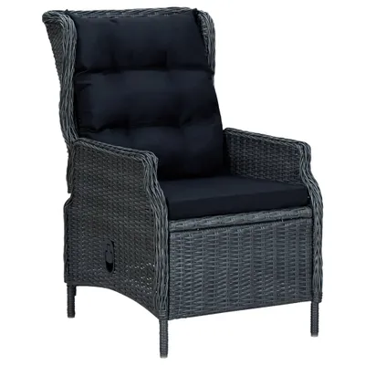 Obrázok produktu pre VidaXL 313300, terasa, Polstrované sedadlo, Polyratan, Oceľ, Čierna, Šedá, Pena, 50 cm