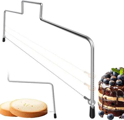 Immagine prodotto di Tagliatorta da 32 cm - acciaio inossidabile - regolabile in altezza - per tagliare facilmente le basi per crostate
