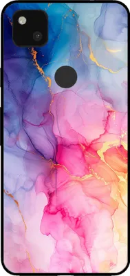Productafbeelding van Telefoonkoffer voor Google Pixel 4A met marmerprint - TPU achterkant hoesje, marmerdesign - regenboogkleuren
