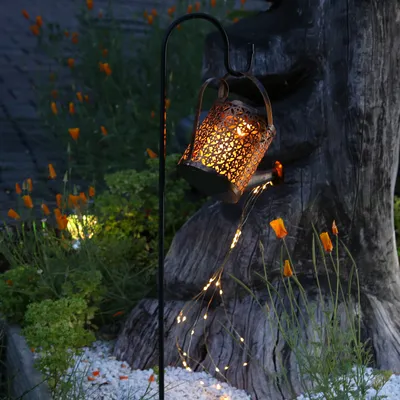 Produktbild von LED Solar Gießkanne - Gartendekoration - 36 warmweiße LED - H: 80cm - Dämmerungssensor - für Außen