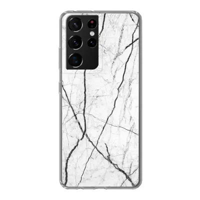 Produktbild von MuchoWow® Handyhülle Schutzhülle Hülle für Samsung Galaxy S21 Ultra Marmor - Schwarz - Weiß Silikon Softcase Handy Hülle - Mobiltelefon