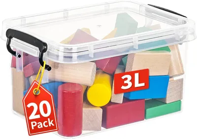 Obrázok produktu pre Úložné boxy s vrchnakom 3 l, 20 kusov, stohovateľné, priehľadné, do kuchyne