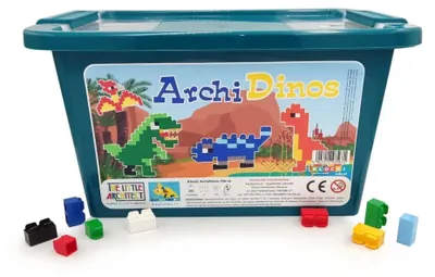 Obrázek produktu pro Little Architect ArchiDinos Stavebnice dinosaurů – 750 dílů (ABS plast, 9 modelů, návody k sestavení v měřítku 1:1, odolná úložná krabička) – od 5 let, certifikováno podle CE a EN71