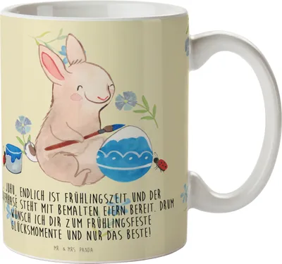 Produktbild von Mr. & Mrs. Panda Tasse Hase Marienkäfer - Blumig - Geschenk, Osterhase, Dekotasse, Trinkbecher, Ostern, Teetasse, Frühling, Teebecher, Picknicken, Ostergrüße, Pott