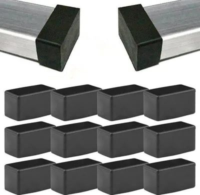 Obrázek produktu pro Ochranné podložky pod nohy stolů a židlí, černá obdélníková guma, 15 × 30 mm, na ochranu tvrdých podlah