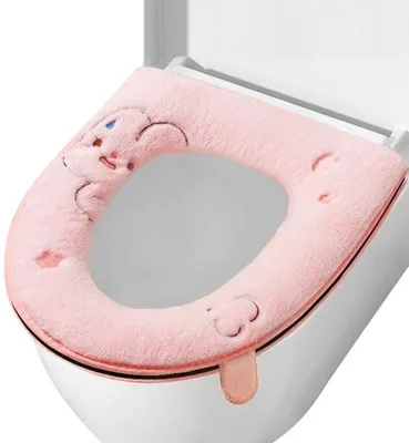 Productafbeelding van Unyqoos® Pluche toiletbrilhoes met rits – zacht, wasbaar, roze, 43 x 36,5 cm, universele pasvorm voor toiletbrillen met U-, O- of V-vorm
