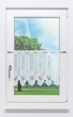 Produktbild von Scheibengardine Plauener Spitze - Röschen (Bx H) 210,6cm * 45cm weiß/Weiß