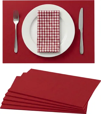 Produktbild von Filz Platzsets 45x30cm, Platzdeckchen abwaschbar, Tischuntersetzer Filzmatten 6er Set (rot)