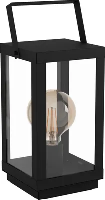 Produktbild von EGLO Tischlampe Bradford 1, Tischleuchte, Nachttischlampe aus Metall in Schwarz und Glas in Klar, Wohnzimmerlampe, Lampe mit Schalter, E27 Fassung