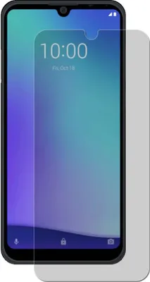 A screen protector is shown placed over a smartphone screen.