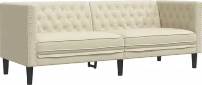 Produktbild von vidaXL Chesterfield-Sofa 3-Sitzer Creme Kunstleder