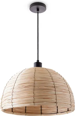 Produktbild von Pendelleuchte Esstischlampe Esszimmer Korb Optik 1,5m Textilkabel Rustikal Boho