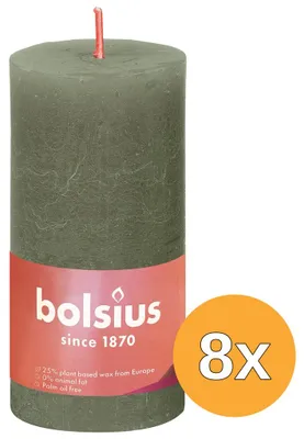 Productafbeelding van 8x Bolsius Rustiekkaars 100/50 Fresh Olive (1 stuk)