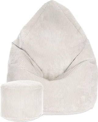 Obrázek produktu pro Dreamroots sedací vak 80x80x120cm sedací vak s opěradlem a stoličkou a potahem Sedací polštář Podlahový chladicí vak Bubibag sedací vak White Dove