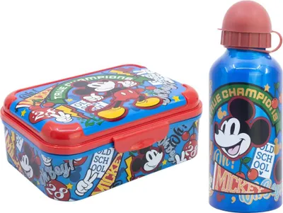 Produktbild von Disney Mickey Maus 2 tlg.Kinder Set Brotdose Aluminium Trinkflasche 530 ml