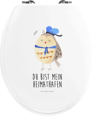 Produktbild von Mr. & Mrs. Panda WC Sitz Eule Matrose - Weiß - Geschenk, Owl, WC-Sitz, Toilettenbrille, klo deckel, Kapitän, Ehe, Heimathafen, Klodeckel, Klobrille, Hochzeitstag
